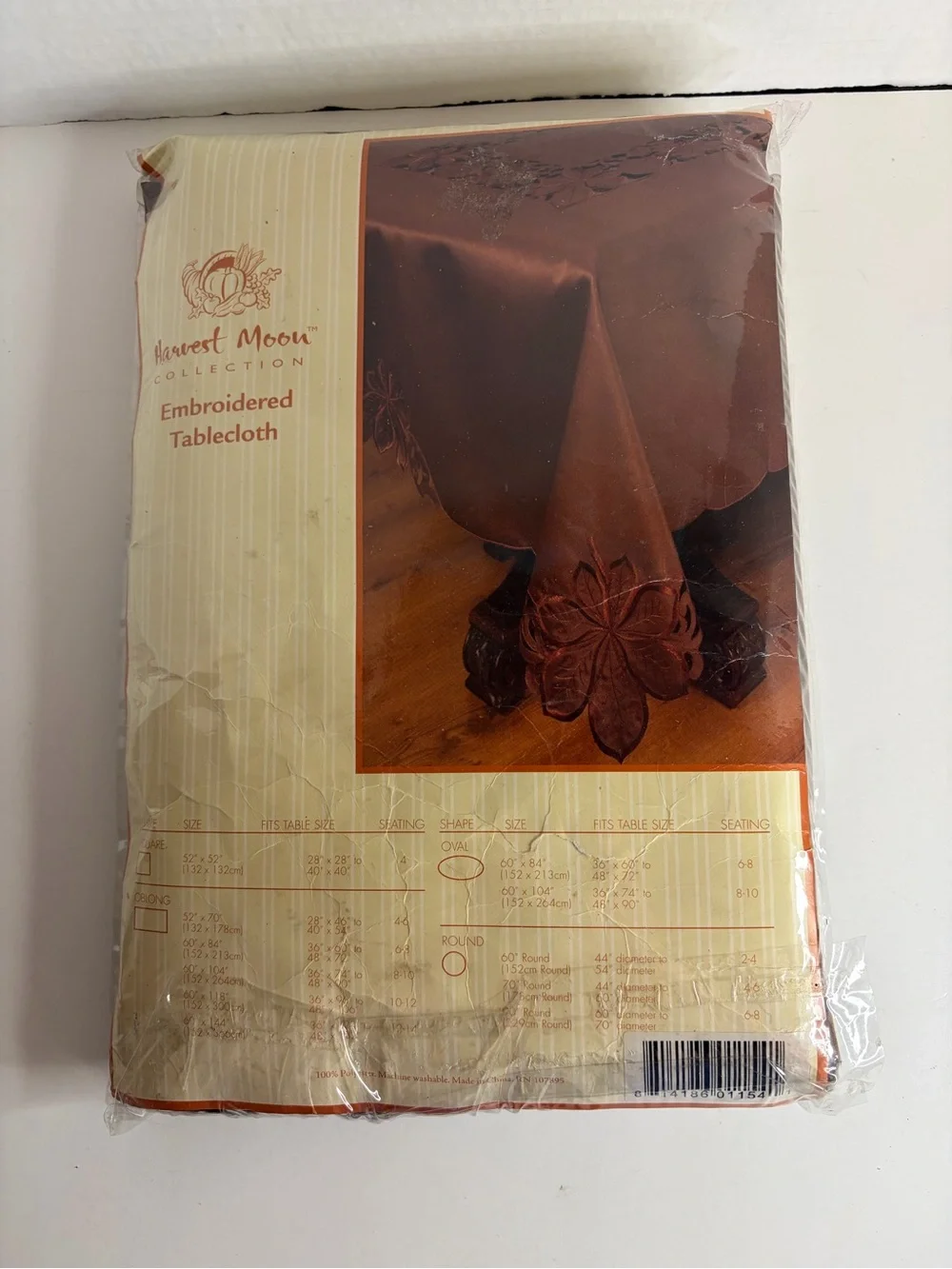 Harvest Moon Collection Embroidered Tablecloth Oblong 60” x 104”
